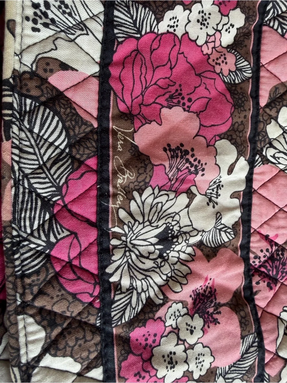 Vera Bradley Pink and Brown Quilted Floral Crossbody